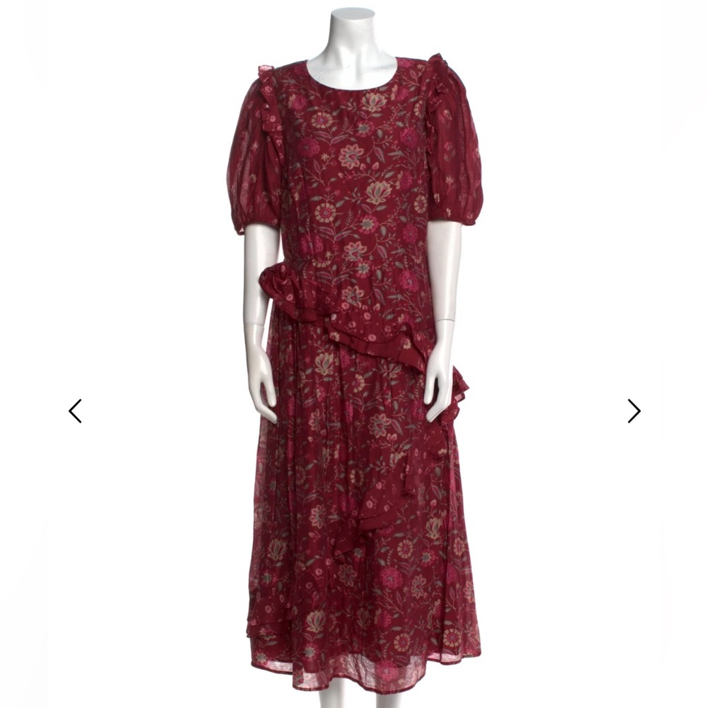 Sea New York Burgundy Floral Midi Dress